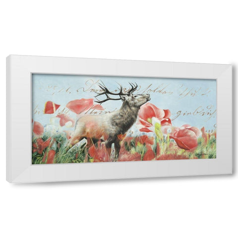 Hirsch I White Modern Wood Framed Art Print by Shirin Donia