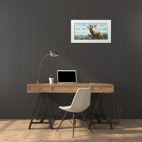 Hirsch II White Modern Wood Framed Art Print by Shirin Donia