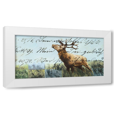 Hirsch II White Modern Wood Framed Art Print by Shirin Donia