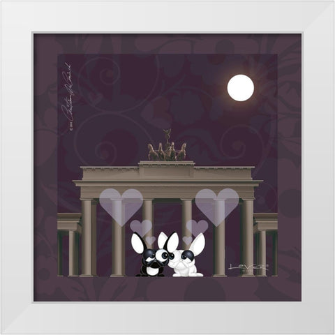 Lover by Lover - Berlin by Night White Modern Wood Framed Art Print by De Coninck, Christiaan