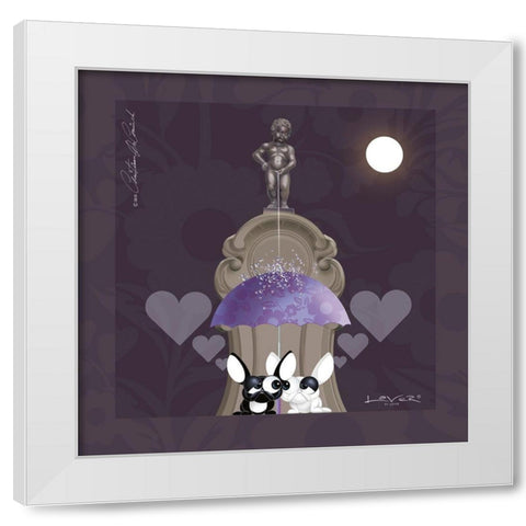 Lover by Lover - Brussels by Night White Modern Wood Framed Art Print by De Coninck, Christiaan