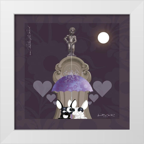 Lover by Lover - Brussels by Night White Modern Wood Framed Art Print by De Coninck, Christiaan