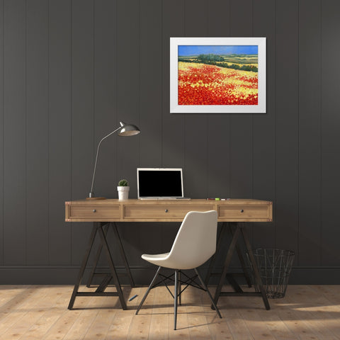 Harvest Poppies White Modern Wood Framed Art Print by Mayes, Hilary