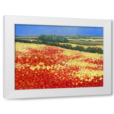 Harvest Poppies White Modern Wood Framed Art Print by Mayes, Hilary