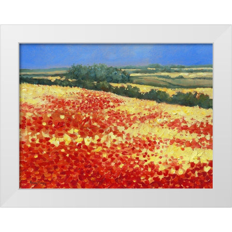 Harvest Poppies White Modern Wood Framed Art Print by Mayes, Hilary