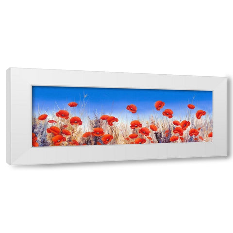 Poppy Landscape White Modern Wood Framed Art Print by Mayes, Hilary
