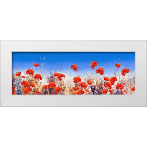 Poppy Landscape White Modern Wood Framed Art Print by Mayes, Hilary
