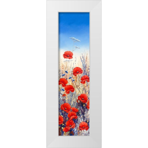 Poppy Field I White Modern Wood Framed Art Print by Mayes, Hilary