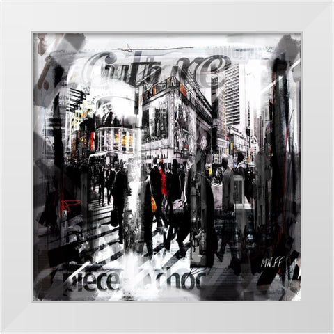 Rue dans New York White Modern Wood Framed Art Print by MN.FF