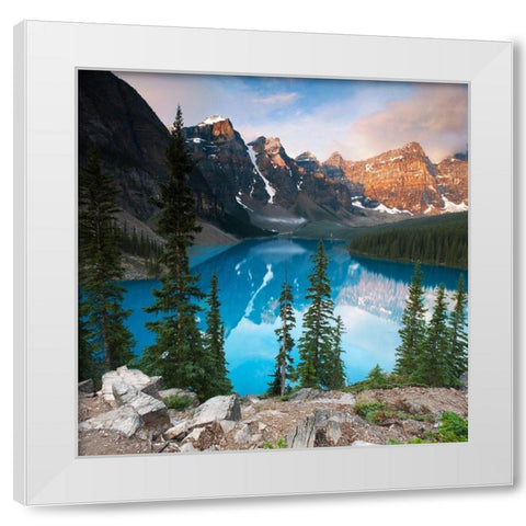 West Alberta - Moraine Lake White Modern Wood Framed Art Print by Brommelhorster, Ulf