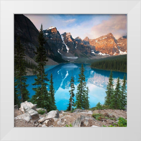 West Alberta - Moraine Lake White Modern Wood Framed Art Print by Brommelhorster, Ulf