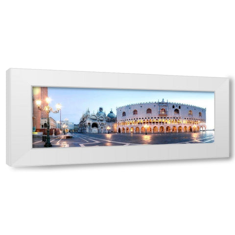 Venedig Markusplatz White Modern Wood Framed Art Print by Fischer, Rolf