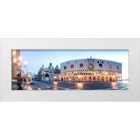 Venedig Markusplatz White Modern Wood Framed Art Print by Fischer, Rolf