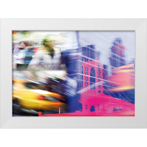 NY Traffic White Modern Wood Framed Art Print by Luger, Gery