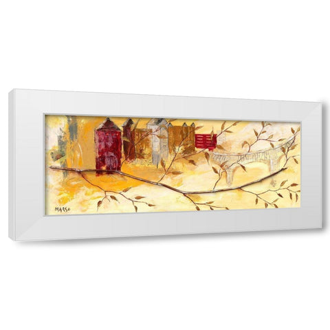 Les feuilles d Or White Modern Wood Framed Art Print by Marso