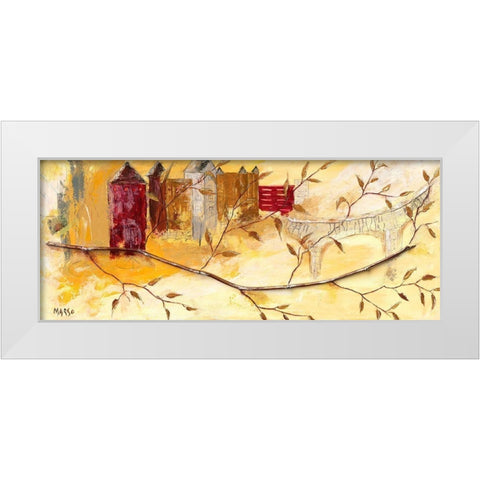 Les feuilles d Or White Modern Wood Framed Art Print by Marso