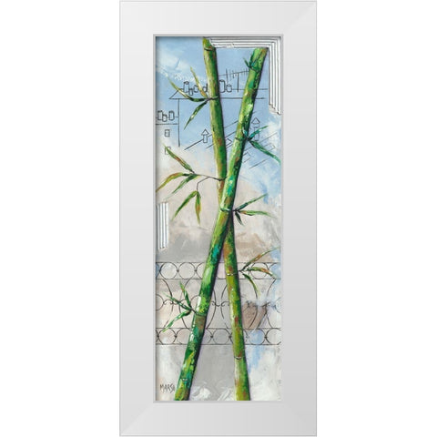 2 Bambous White Modern Wood Framed Art Print by Marso