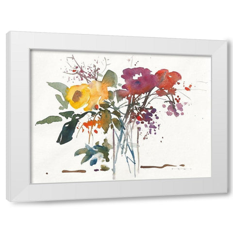 Strauss mit Beeren White Modern Wood Framed Art Print by ROMO-Rolf Morschhauser