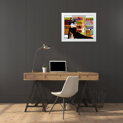Mikado White Modern Wood Framed Art Print by Bernard, Anne