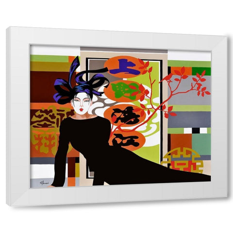 Mikado White Modern Wood Framed Art Print by Bernard, Anne
