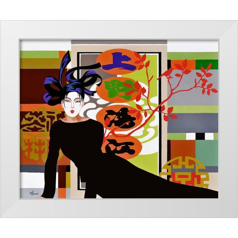 Mikado White Modern Wood Framed Art Print by Bernard, Anne