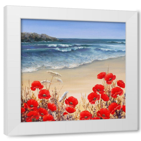 Poppy Tides White Modern Wood Framed Art Print by Mayes, Hilary