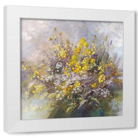Bouquet printanier White Modern Wood Framed Art Print by Messely, Paul