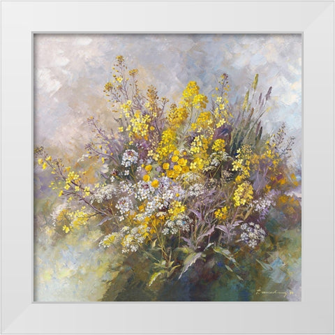 Bouquet printanier White Modern Wood Framed Art Print by Messely, Paul