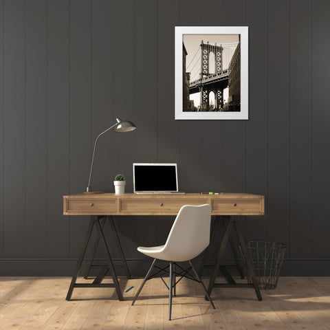 Manhattan Bridge White Modern Wood Framed Art Print by Terrible, Aurelien
