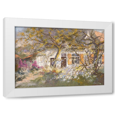 Fleur de cerisier White Modern Wood Framed Art Print by Messely, Paul