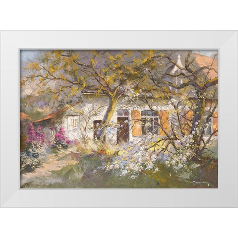 Fleur de cerisier White Modern Wood Framed Art Print by Messely, Paul