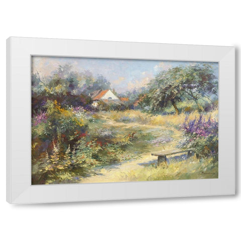 Le jardin du peintre White Modern Wood Framed Art Print by Messely, Paul