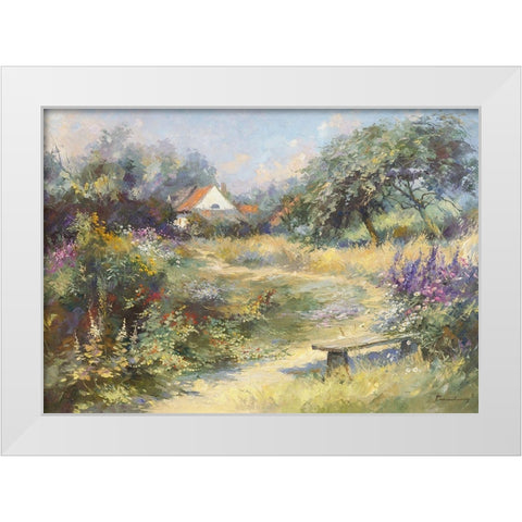 Le jardin du peintre White Modern Wood Framed Art Print by Messely, Paul