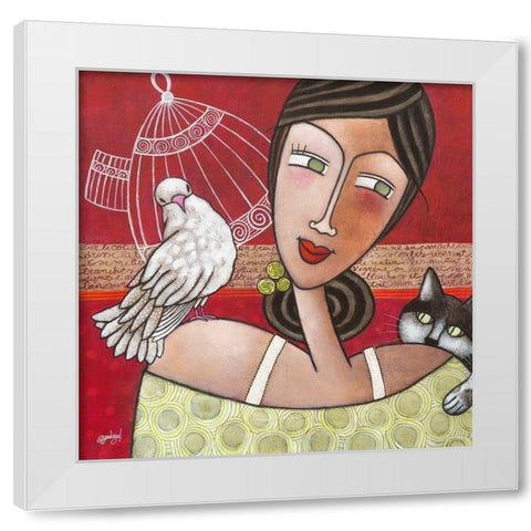 Peace and Love White Modern Wood Framed Art Print by Bandiziol, Geraldine