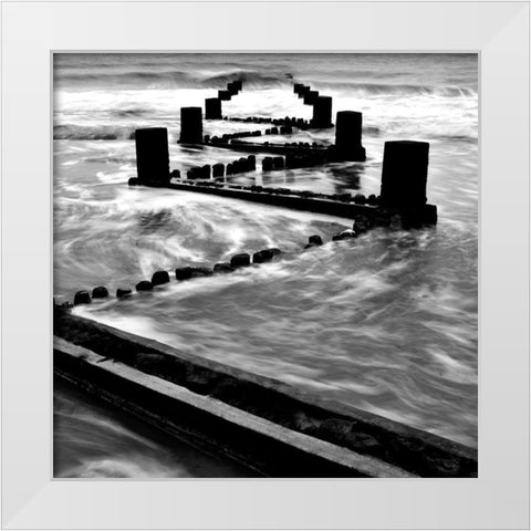 Sea Defences l White Modern Wood Framed Art Print by Lambert, Tom