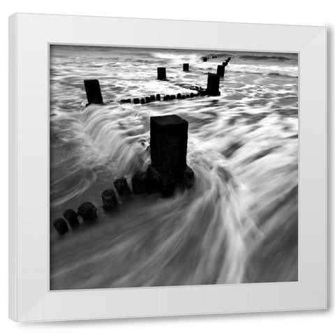 Sea Defences ll White Modern Wood Framed Art Print by Lambert, Tom