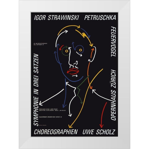 Igor Strawinski White Modern Wood Framed Art Print by Geissbuhler, K. Domenic