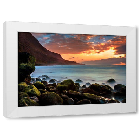 Teneriffa Brandung White Modern Wood Framed Art Print by Ernemann, Lothar