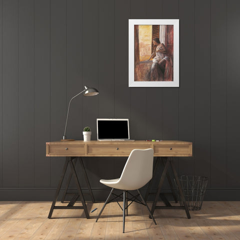 Loveno White Modern Wood Framed Art Print by van den Bogerd, Escha