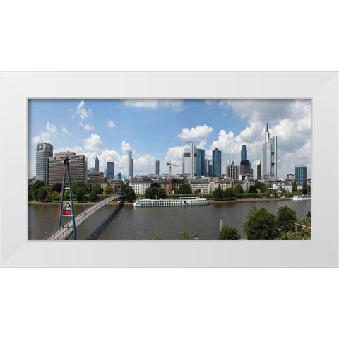 Skyline Frankfurt Panorama White Modern Wood Framed Art Print by Fischer, Rolf