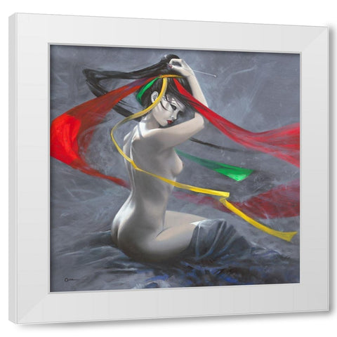 Geisha II White Modern Wood Framed Art Print by Cazal, Cedric