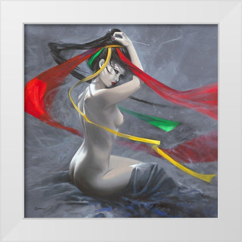 Geisha II White Modern Wood Framed Art Print by Cazal, Cedric