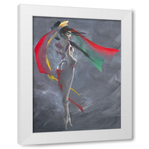 Geisha III White Modern Wood Framed Art Print by Cazal, Cedric