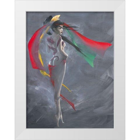 Geisha III White Modern Wood Framed Art Print by Cazal, Cedric