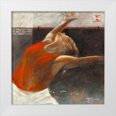 Cheerful White Modern Wood Framed Art Print by Meijering, Kitty