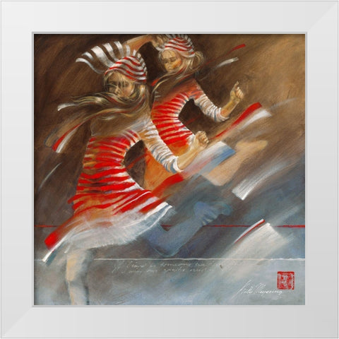 Girls with Zebra Dresses White Modern Wood Framed Art Print by Meijering, Kitty