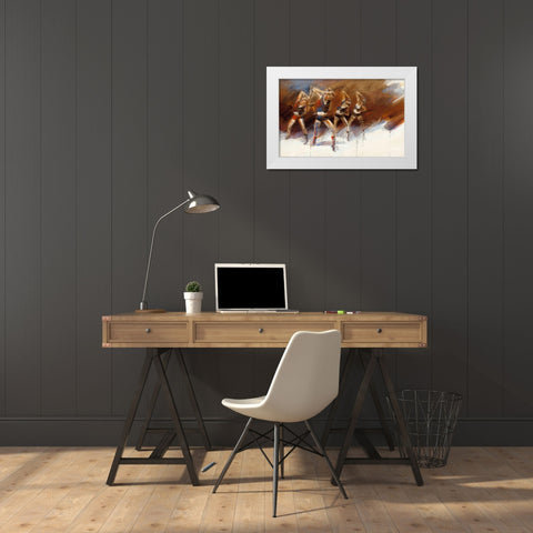 Dance up White Modern Wood Framed Art Print by Meijering, Kitty