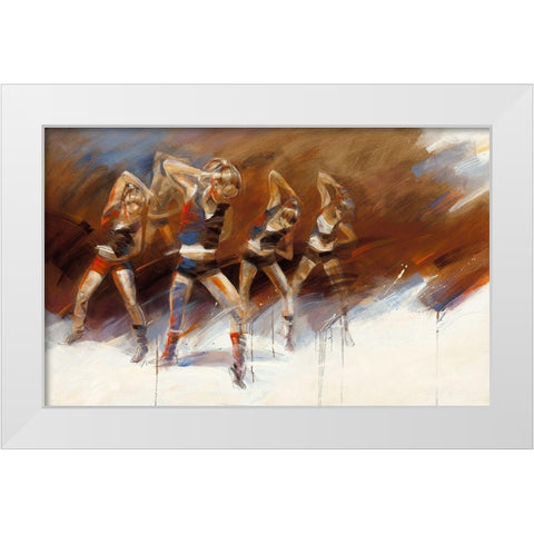Dance up White Modern Wood Framed Art Print by Meijering, Kitty