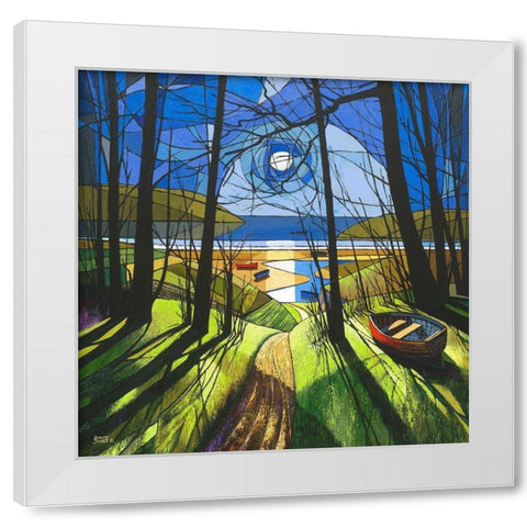 Beach Path White Modern Wood Framed Art Print by James, David