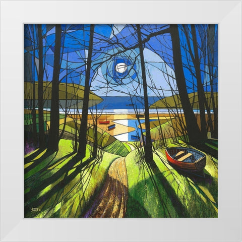 Beach Path White Modern Wood Framed Art Print by James, David